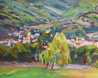 Vibrant impressionist oil painting In the valley of the city by Leonid Pavlenko
