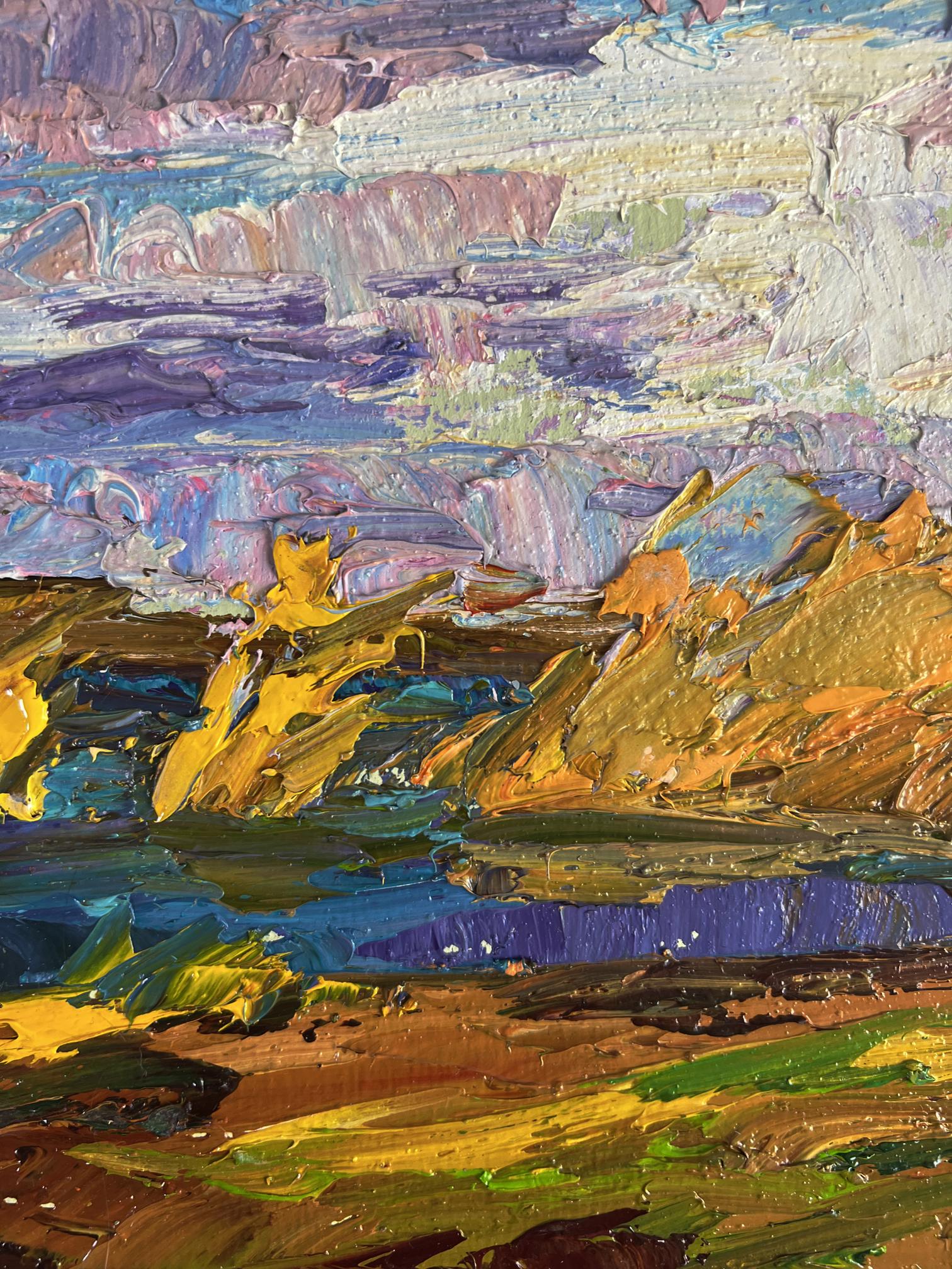 Oil painting Autumn sunset by the river by Boris Serdyuk