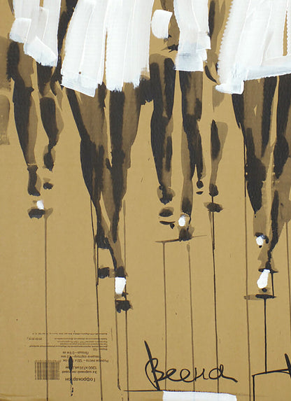 Abstract brown white legs acrylic painting Spring by Dima Filatov