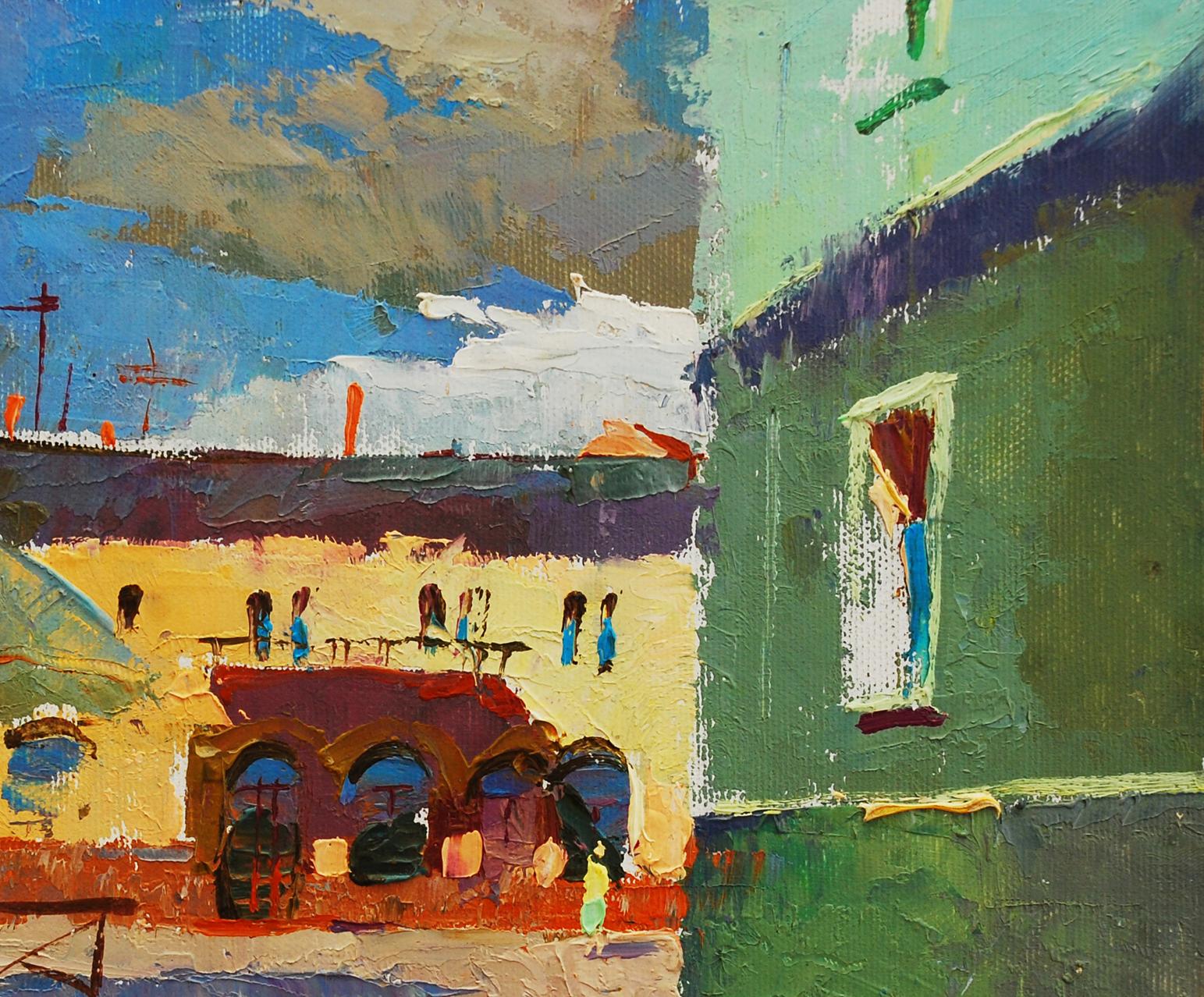 Vibrant impressionist oil painting Summer in the city by Egor Shvachunov