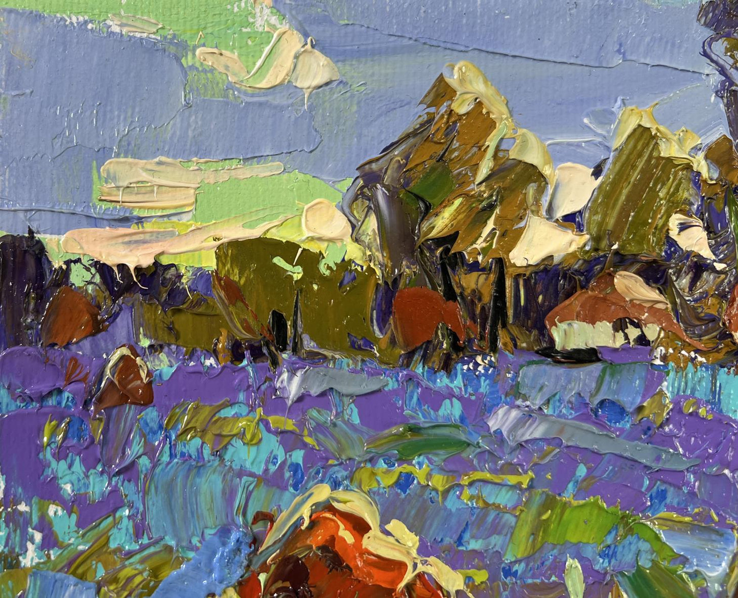 Vibrant impressionist Edge of the Village oil painting by Oleksiy Ivanyuk