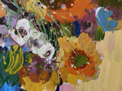 Vibrant Sunny Flowers oil painting by Oksana Ivanyuk with bold floral strokes