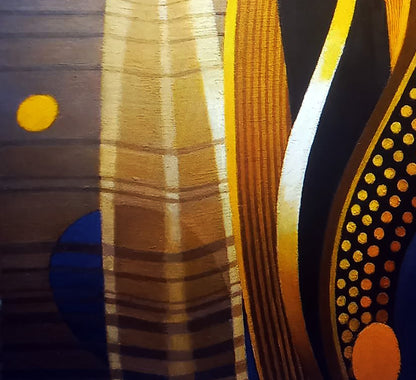 Oil painting Fantasy by Alexander Strashevich with bold gold, brown, black stripes