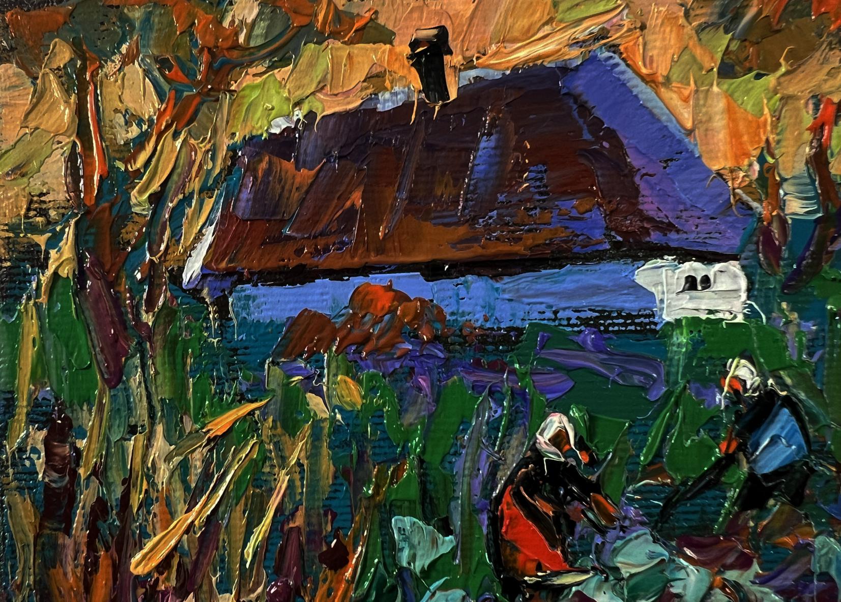 Vibrant oil painting of rustic country garden house by Oleksiy Ivanyuk