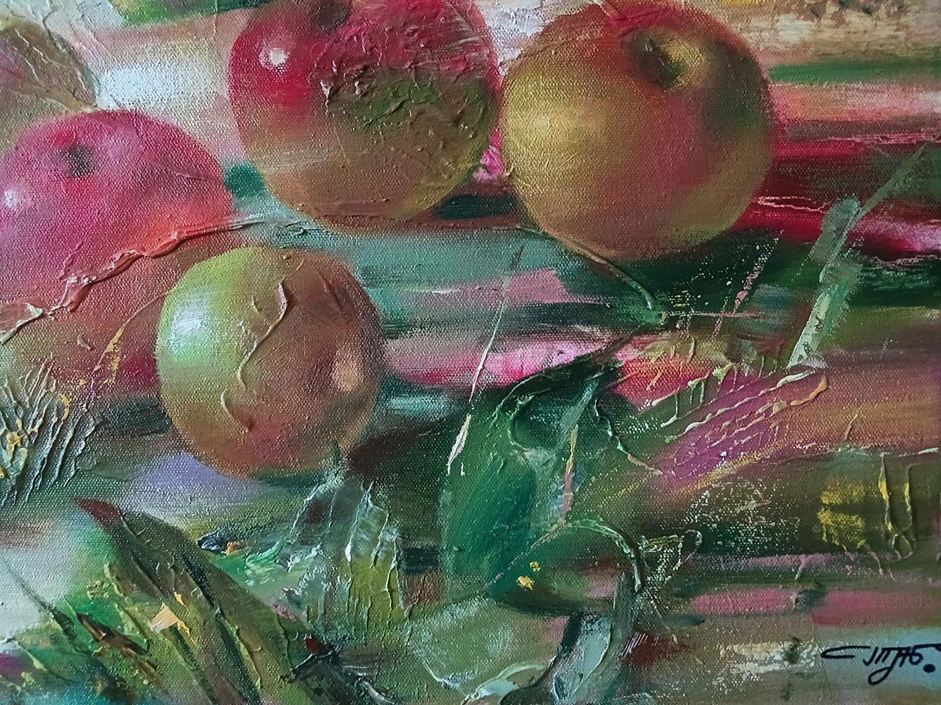 Abstract oil painting of juicy apples by Anatoly Tarabanov