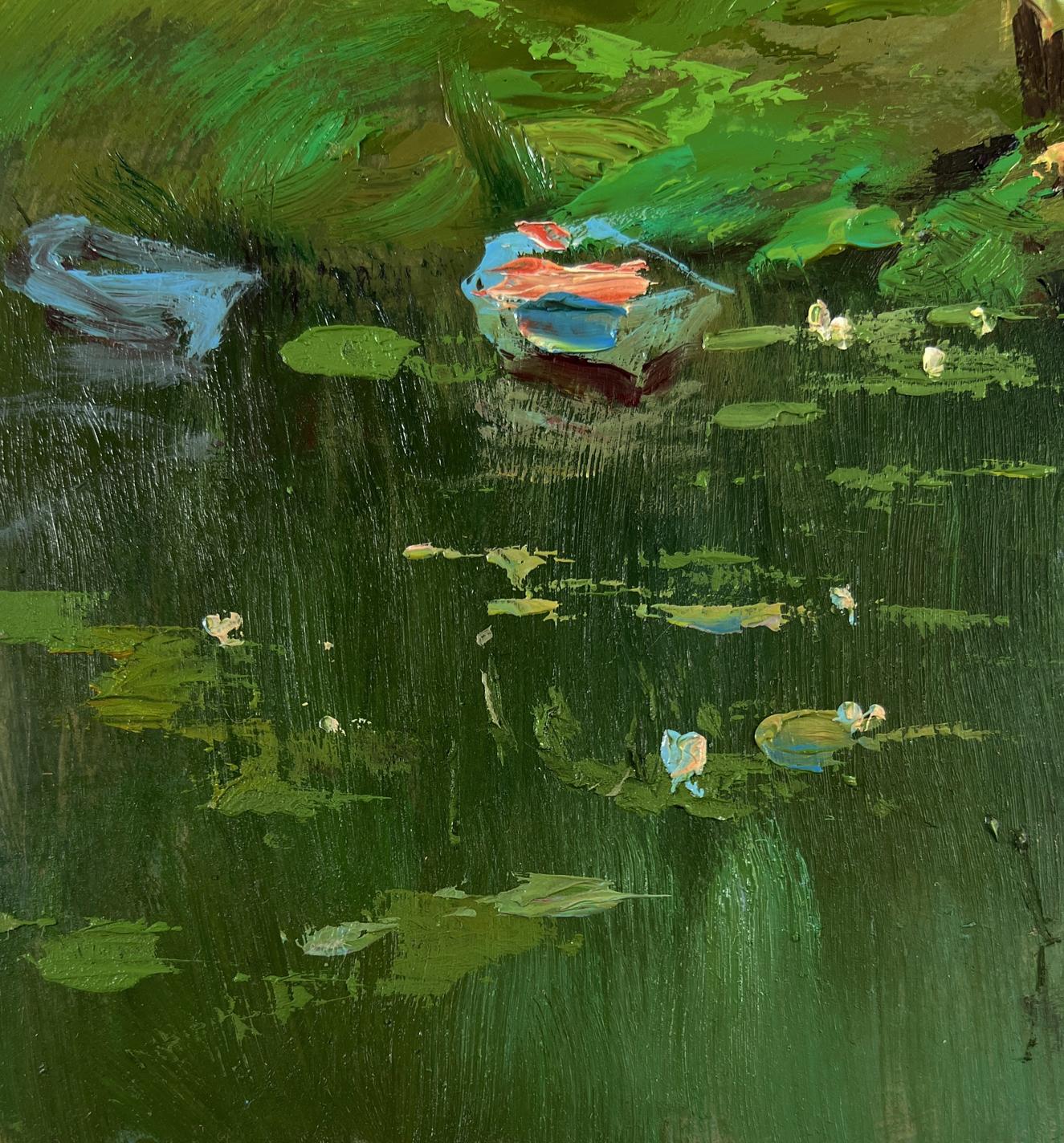 Vibrant impressionist oil painting At the village shore by Yuriy Suprunchuk