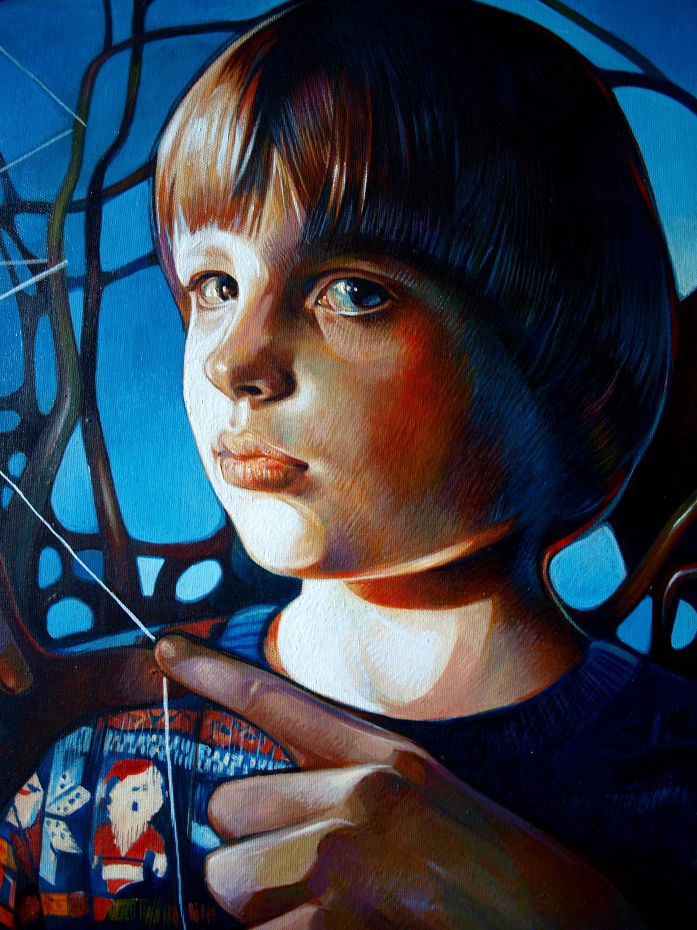 Oil painting portrait of young boy by Konsta G. Amelinn