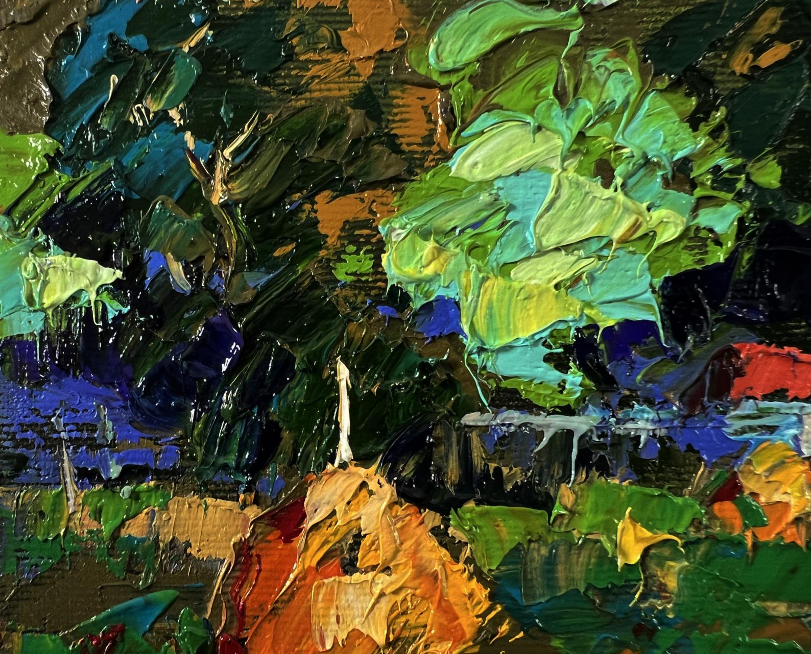 Vibrant impressionist oil painting Summer evening in the village by Oleksiy Ivanyuk