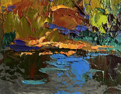 Oil painting of boat sailing on lake by Oleksiy Ivanyuk