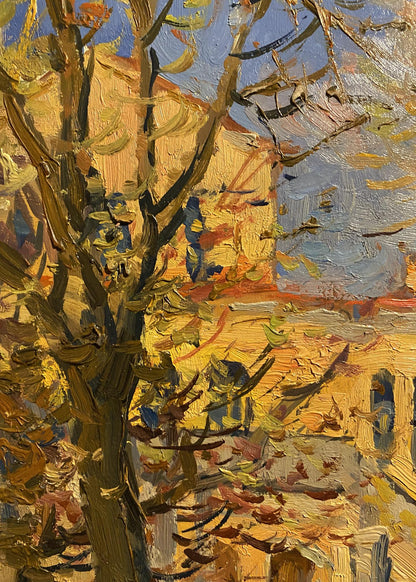 Textured impressionistic tree painting by Mikhail Kobylenkov, Kherson Museum oil