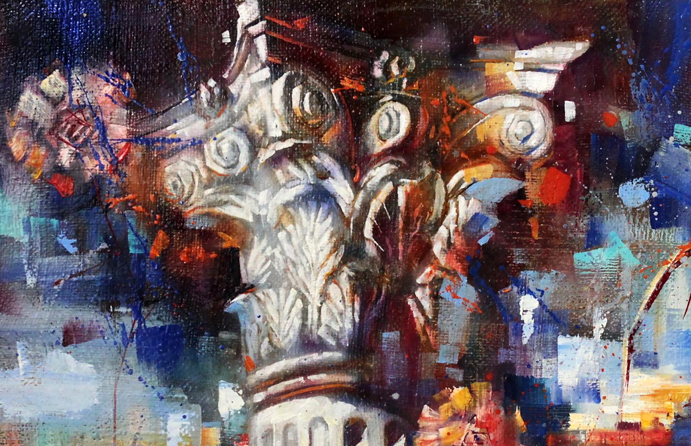 Oil painting Capital by Alexander Dobrodiy with acanthus motifs