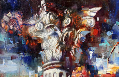Oil painting Capital by Alexander Dobrodiy with acanthus motifs
