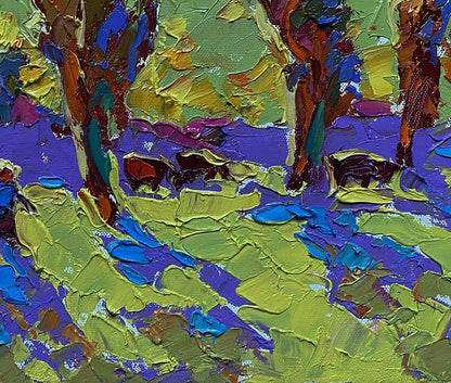 Vibrant impressionist oil painting Returning home in the evening by Oleksiy Ivanyuk