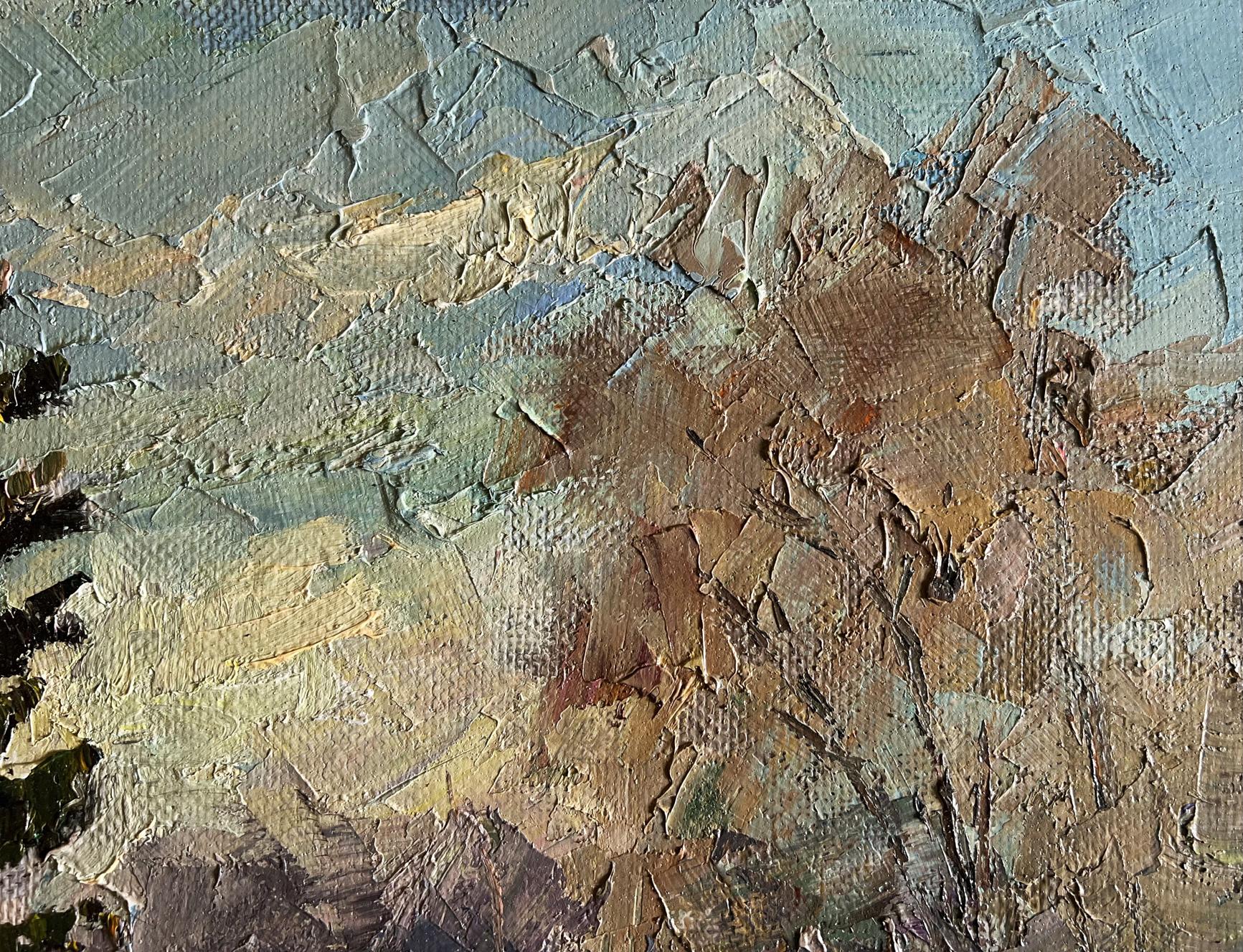 Oil painting A Cold December Day by Boris Serdyuk in earthy impasto tones