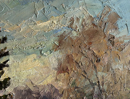 Oil painting A Cold December Day by Boris Serdyuk in earthy impasto tones