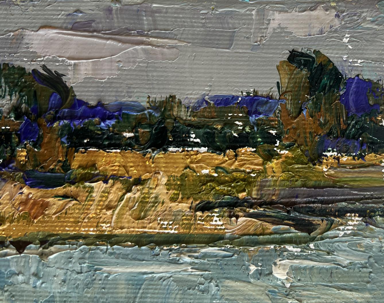 Oil painting At the Watering Hole by Oleksiy Ivanyuk impasto landscape