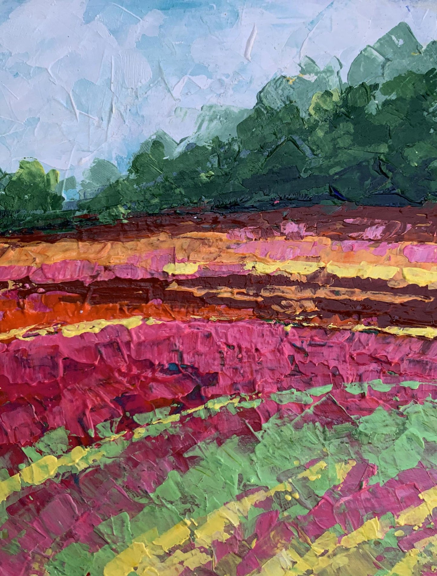 Vibrant impressionist oil painting of colorful field by V. Zadorozhnya