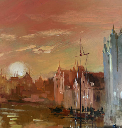 Oil painting of romantic Venice sunset by Yuriy Suprunchuk