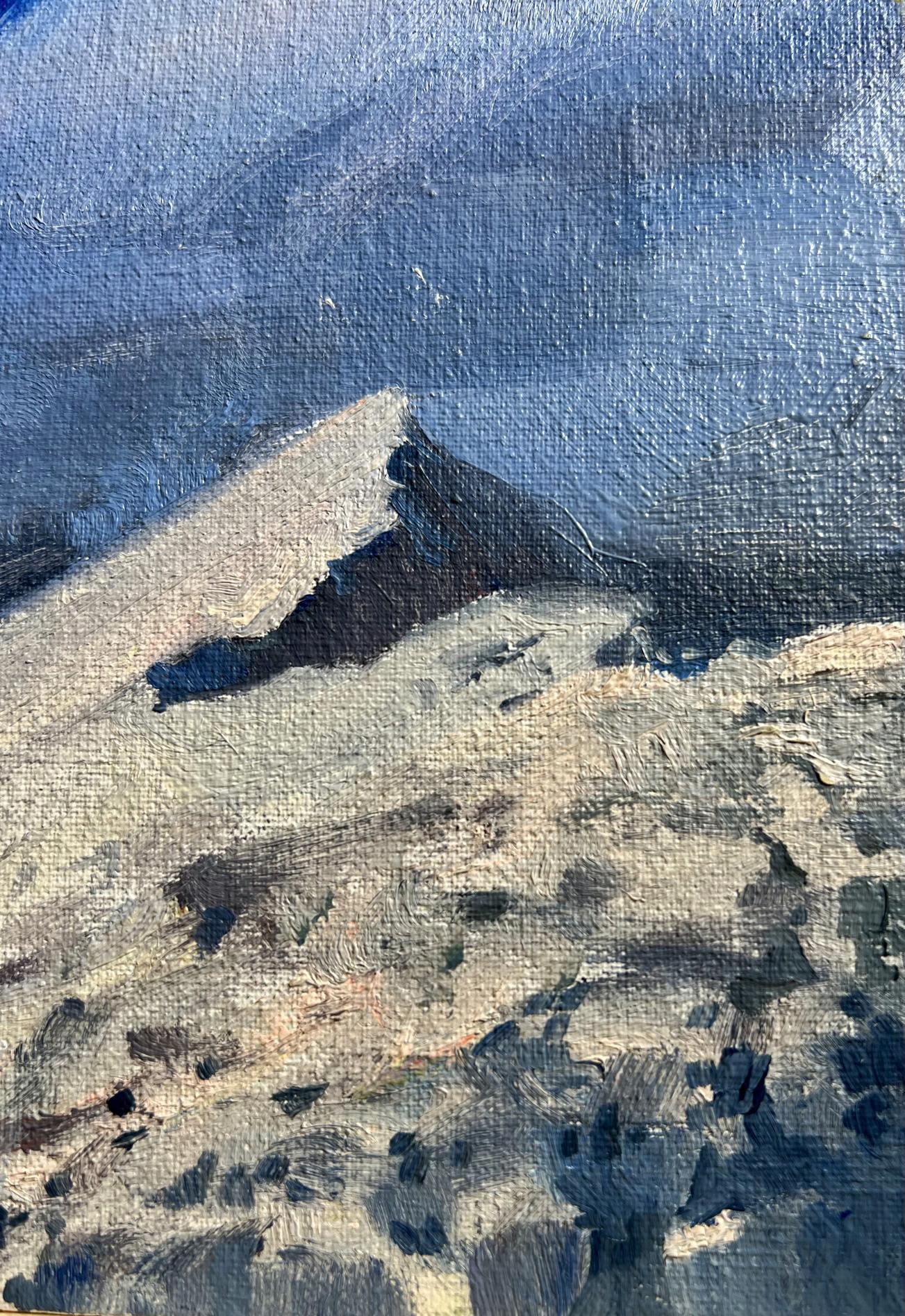 Textured oil painting of snowy mountain peak by Tatyana Derdey
