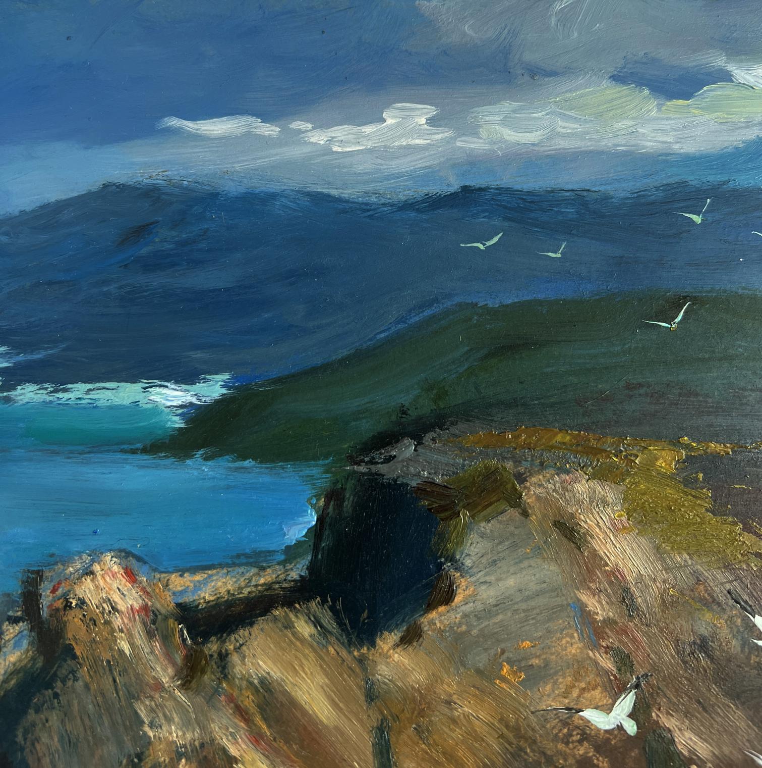 Oil painting Sunlight through the clouds by Yuriy Suprunchuk coastal landscape