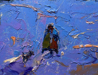 Oil painting Walk on a winter evening by Oleksiy Ivanyuk, abstract textured art