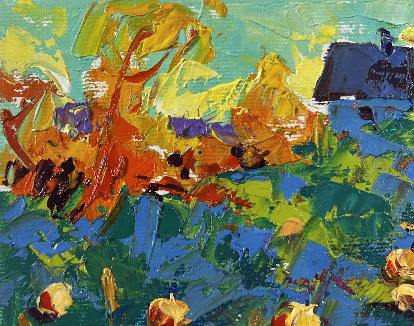 Vibrant impressionist oil painting Work in the Garden by Oleksiy Ivanyuk