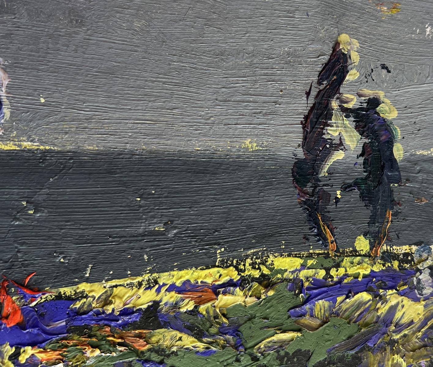 Oil painting Far beyond the river by Oleksiy Ivanyuk textured abstract figures