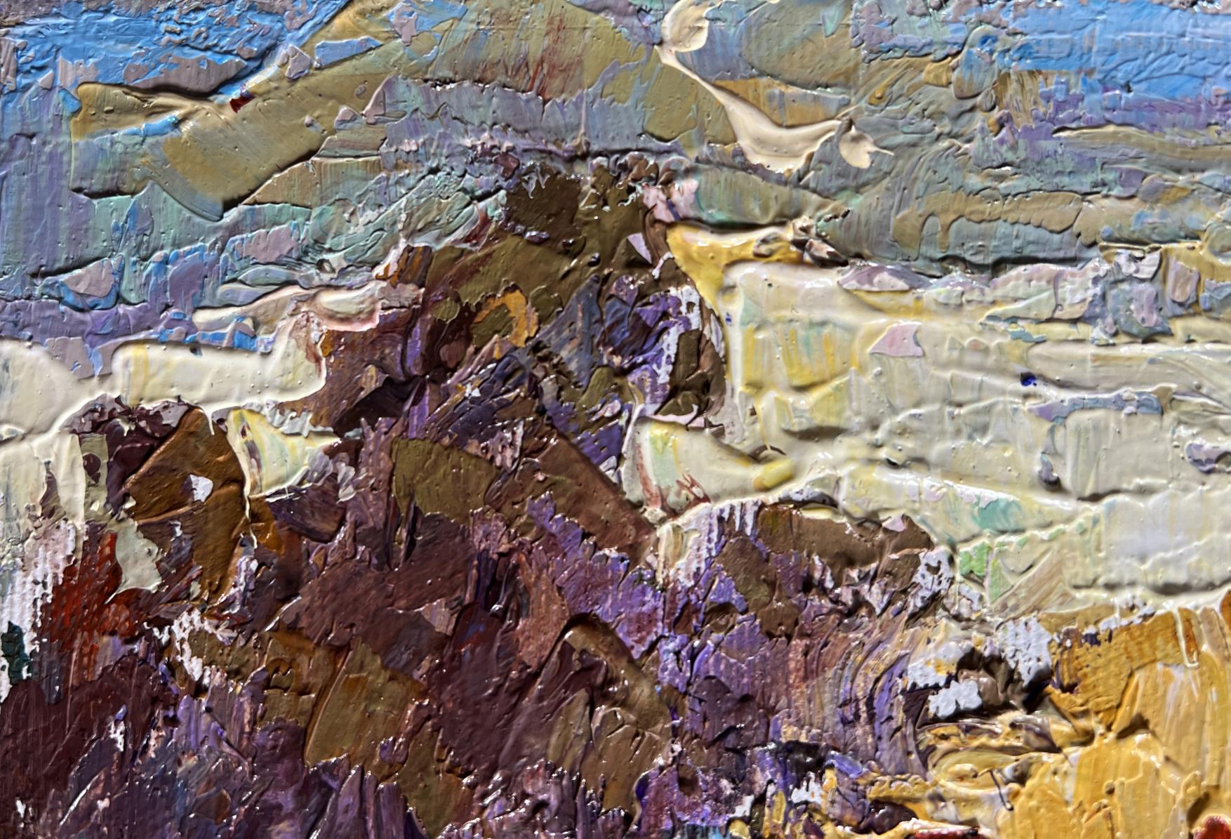 Oil painting Autumn golden fields by Oleksiy Ivanyuk textured impasto