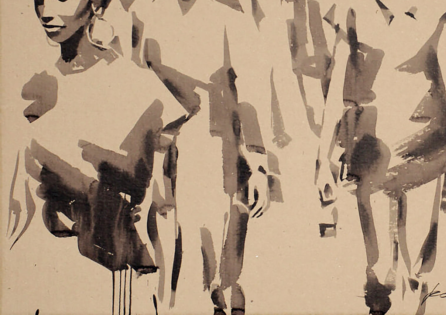 Abstract monochrome ink painting Divergence of people by Dima Filatov