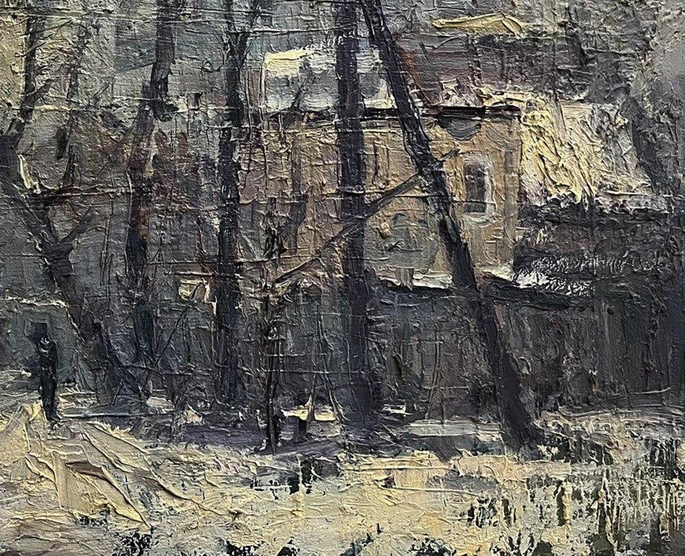 Textured oil painting To the River by Volodymyr Pashchenko winter scene