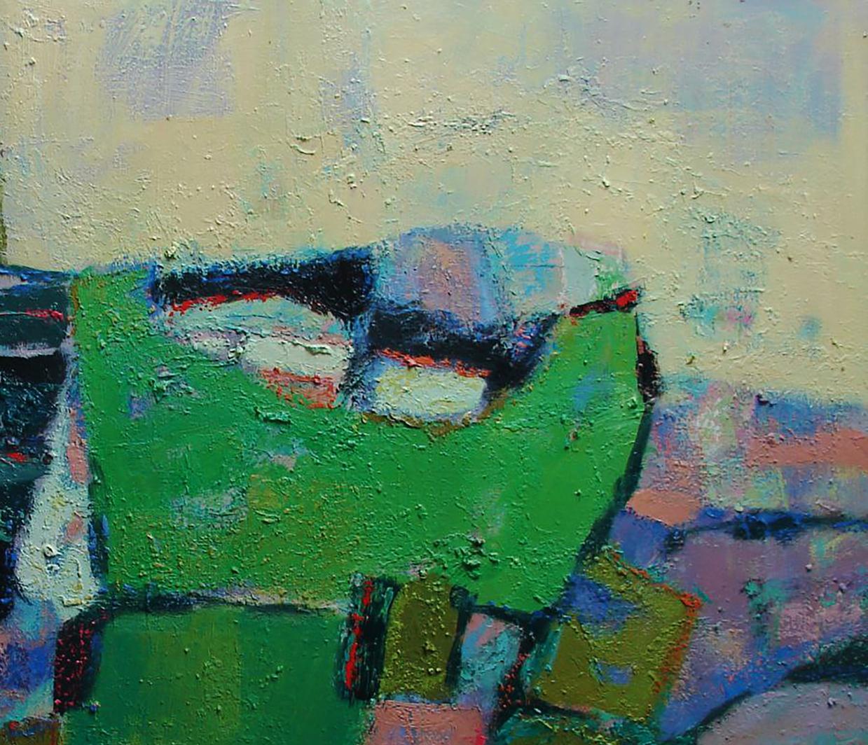 Oil painting Village in the mountains by Tatyana Shulyak, textured green form