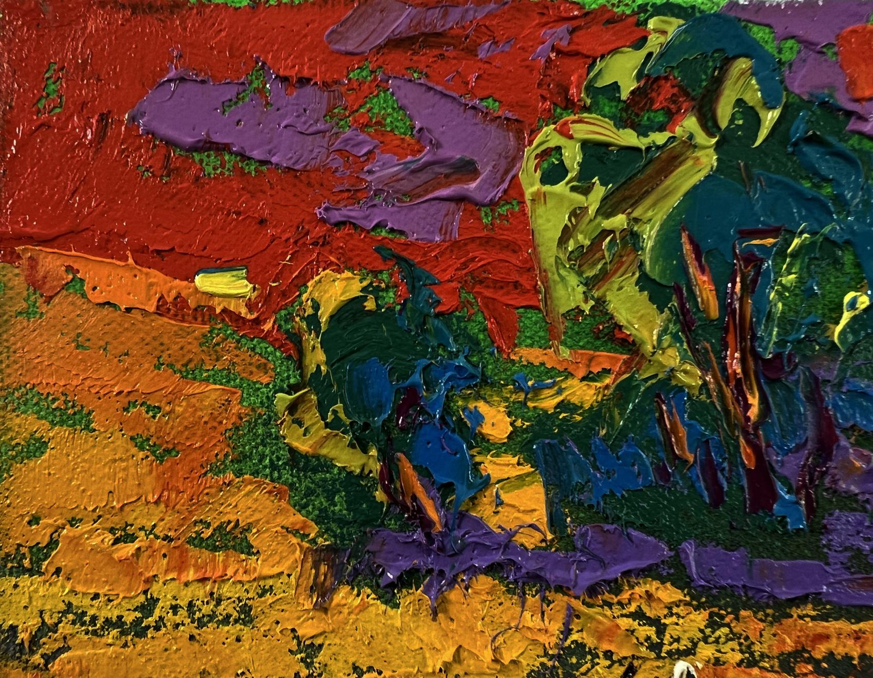Vibrant Crimson Sunset oil painting by Oleksiy Ivanyuk with textured colors