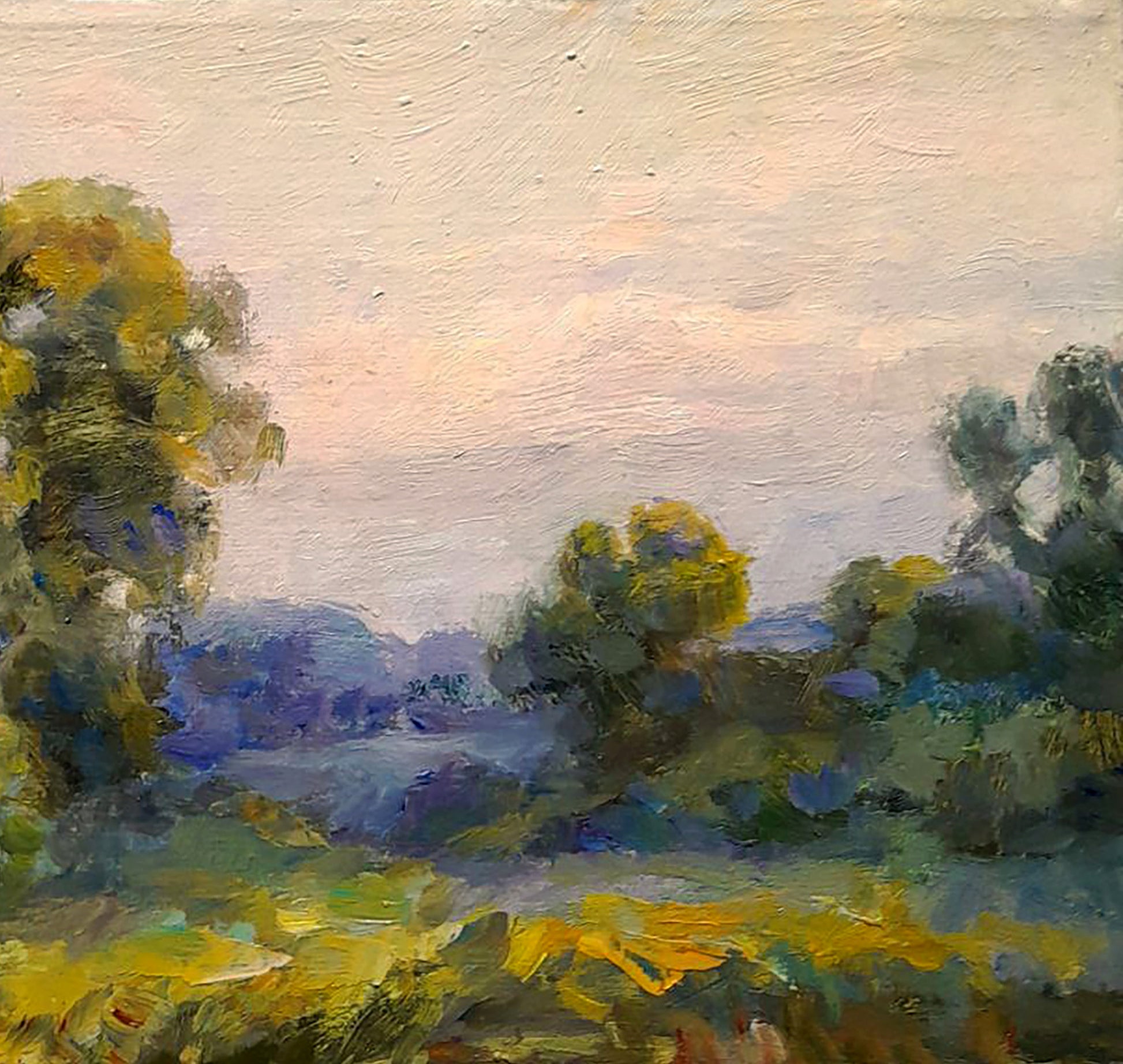 Oil painting Walking by the river by Ivan Kovalenko serene landscape