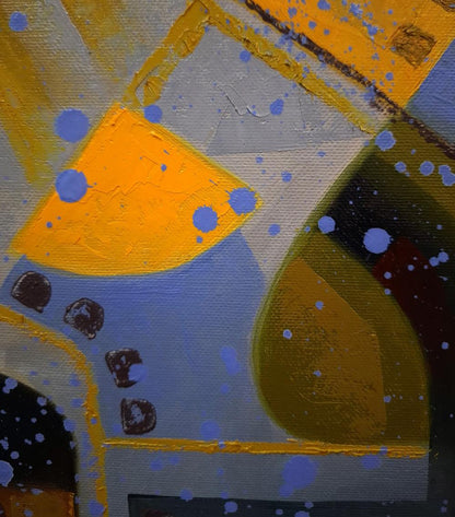 Oil painting Stained glass autumn by Sergiy Voichenko with bold geometric shapes