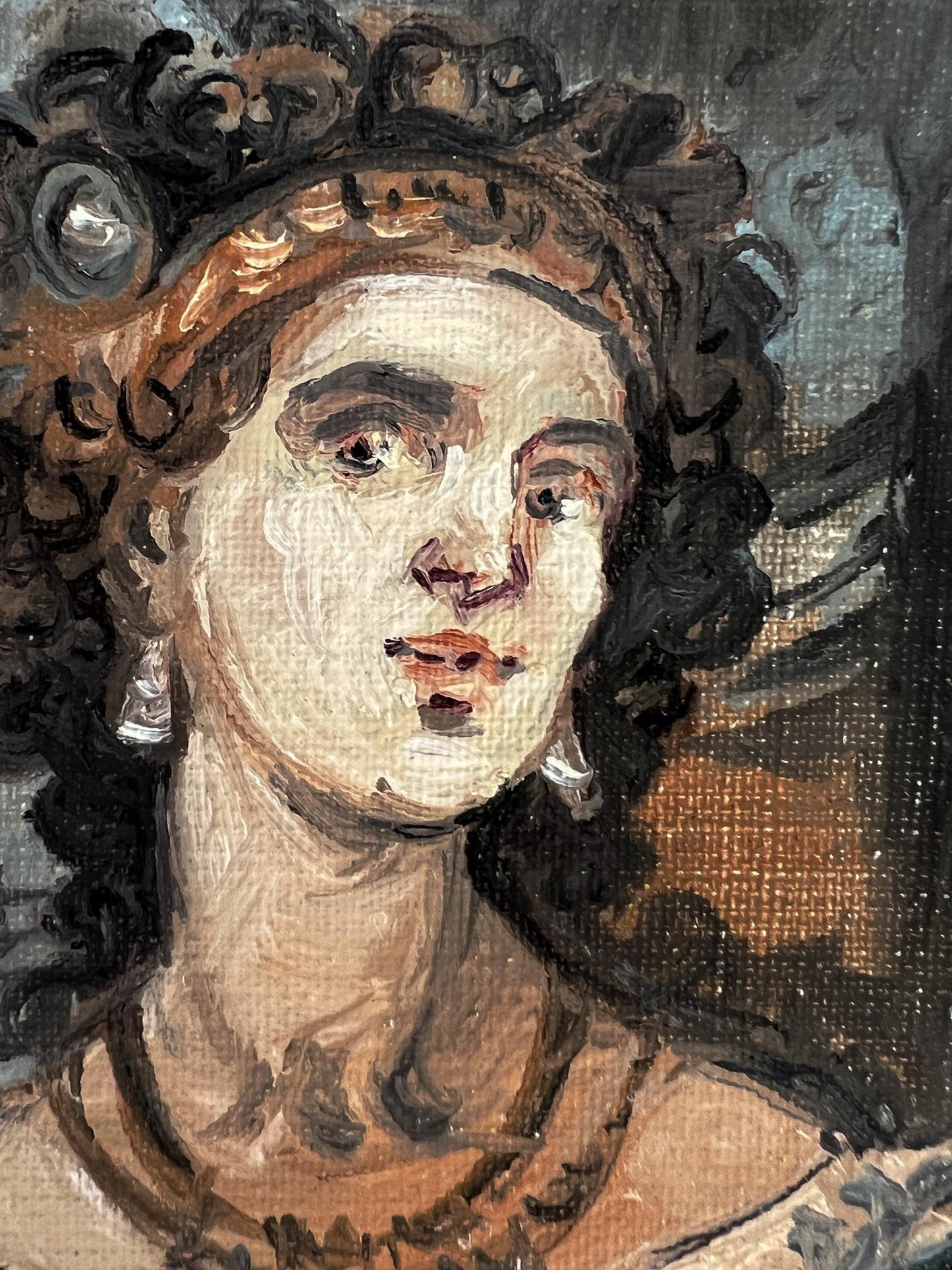 Textured oil painting portrait of noble woman by Alexander Litvinov