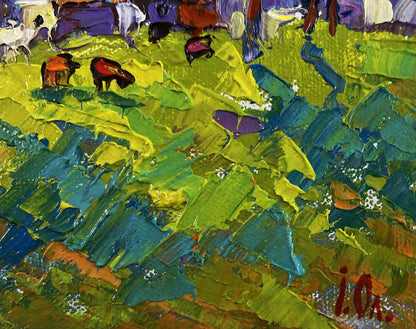 Vibrant impressionist oil painting by Oleksiy Ivanyuk: Nature speaks in pastoral scene