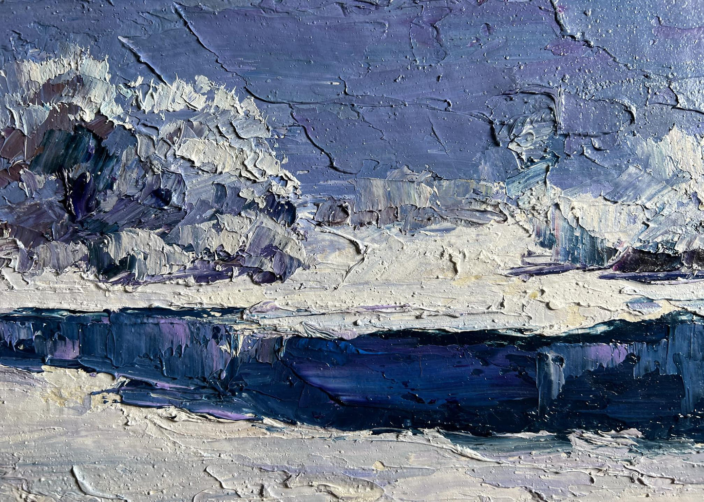 Oil painting Winter crystal by Boris Serdyuk snowy impasto landscape