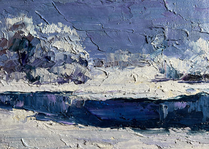 Oil painting Winter crystal by Boris Serdyuk snowy impasto landscape