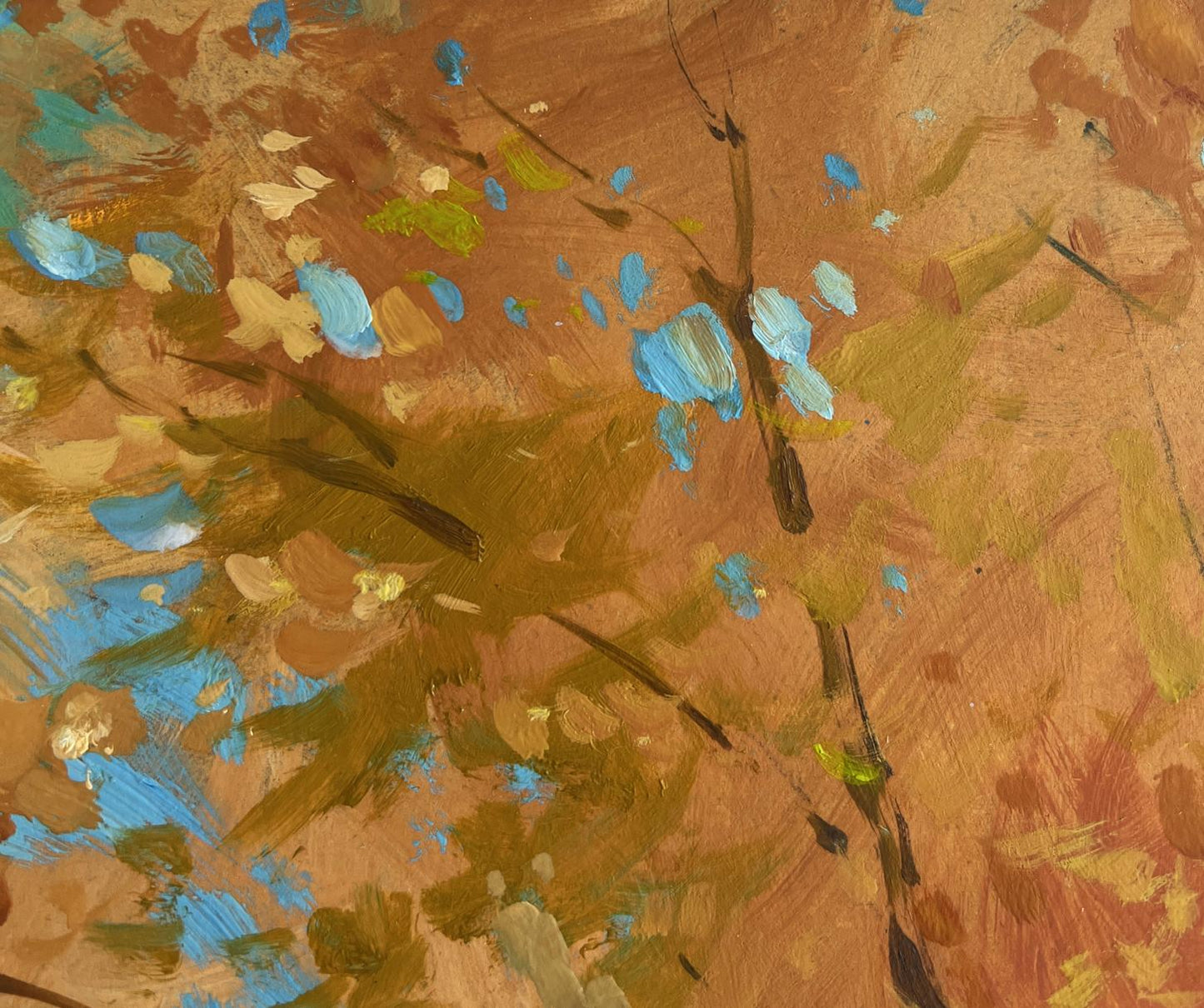 Oil painting Whisper of autumn leaves by the river by Yuriy Suprunchuk