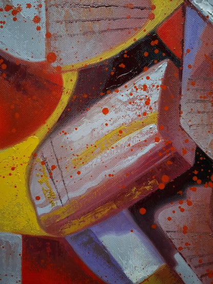 Sergiy Voichenko oil painting of smoking pipe with bold geometric shapes