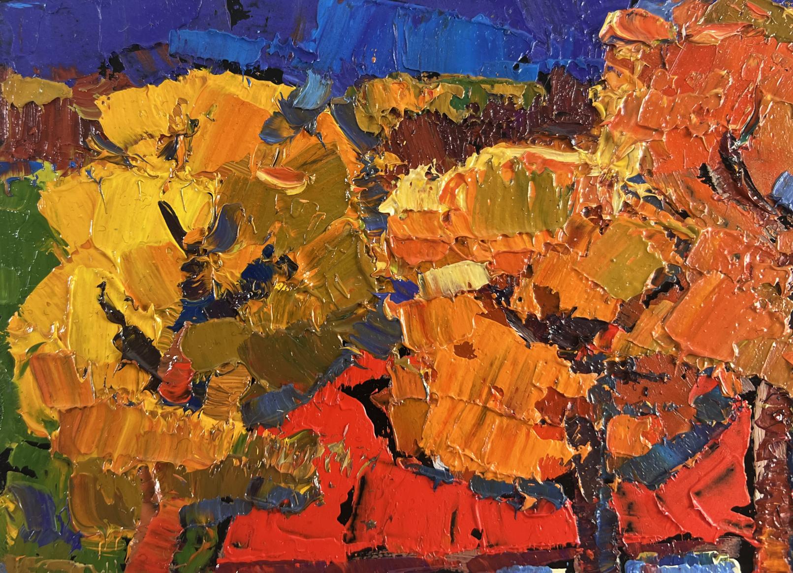 Vibrant impressionist oil painting Warmth of an autumn day by Oksana Ivanyuk