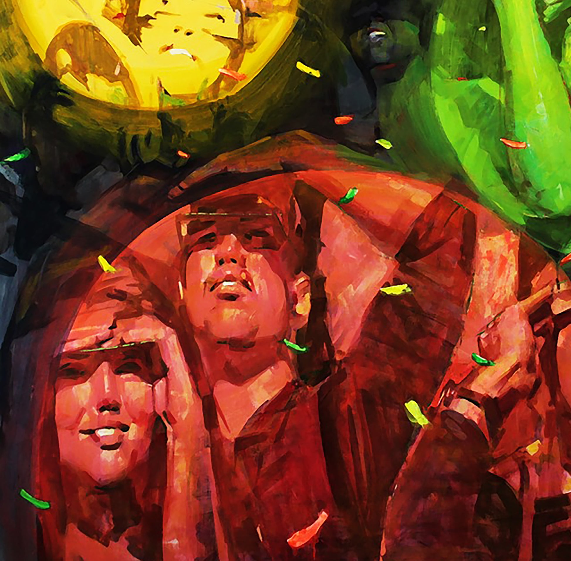 Vibrant oil painting Show forever by Ed Potapenkov in red tones