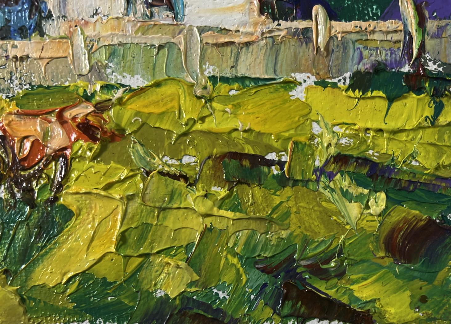 Vibrant oil painting First morning of spring by Oleksiy Ivanyuk, green landscape