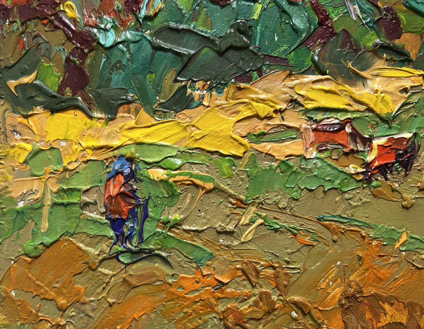 Vibrant oil painting In the Field on a Walk by Oleksiy Ivanyuk with small figure