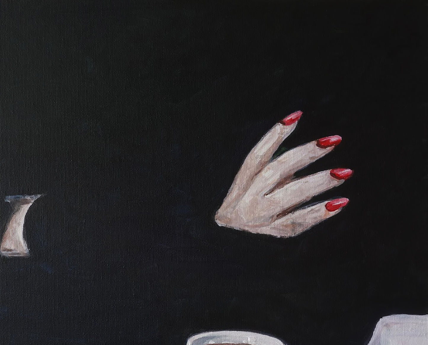 Acrylic painting Girl and coffee Anatoly Varvarov