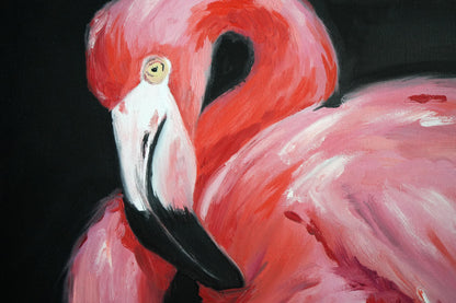 Oil painting of pink flamingo by Victoria Kagalovska