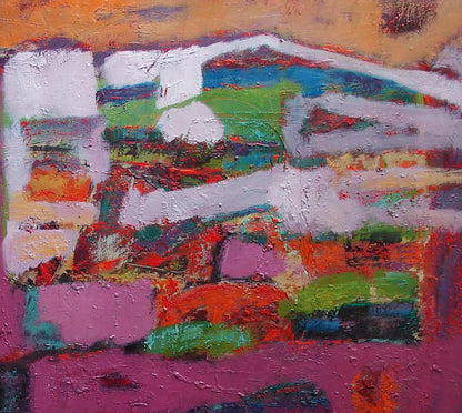 Vibrant oil painting Abstraction in blackberry flowers by Tatyana Shulyak