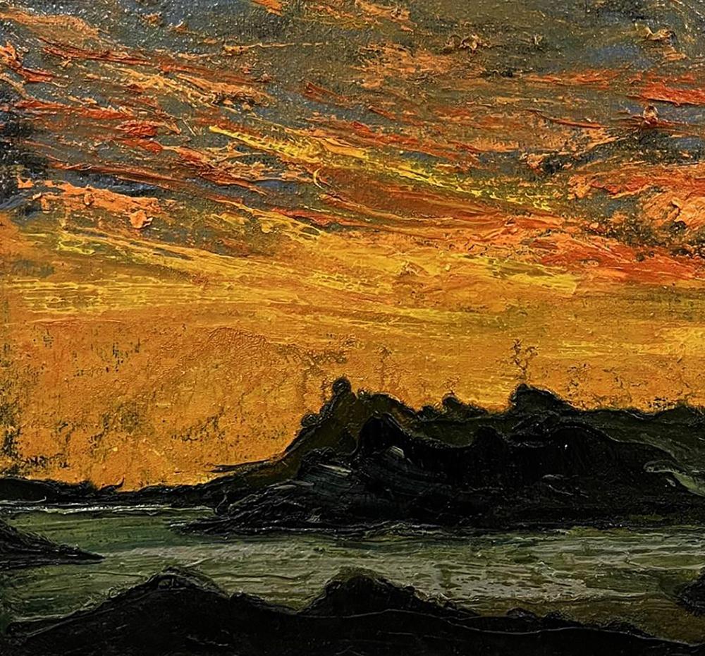 Vibrant impressionist oil painting Over the Mountains by Serhiy Kovalev