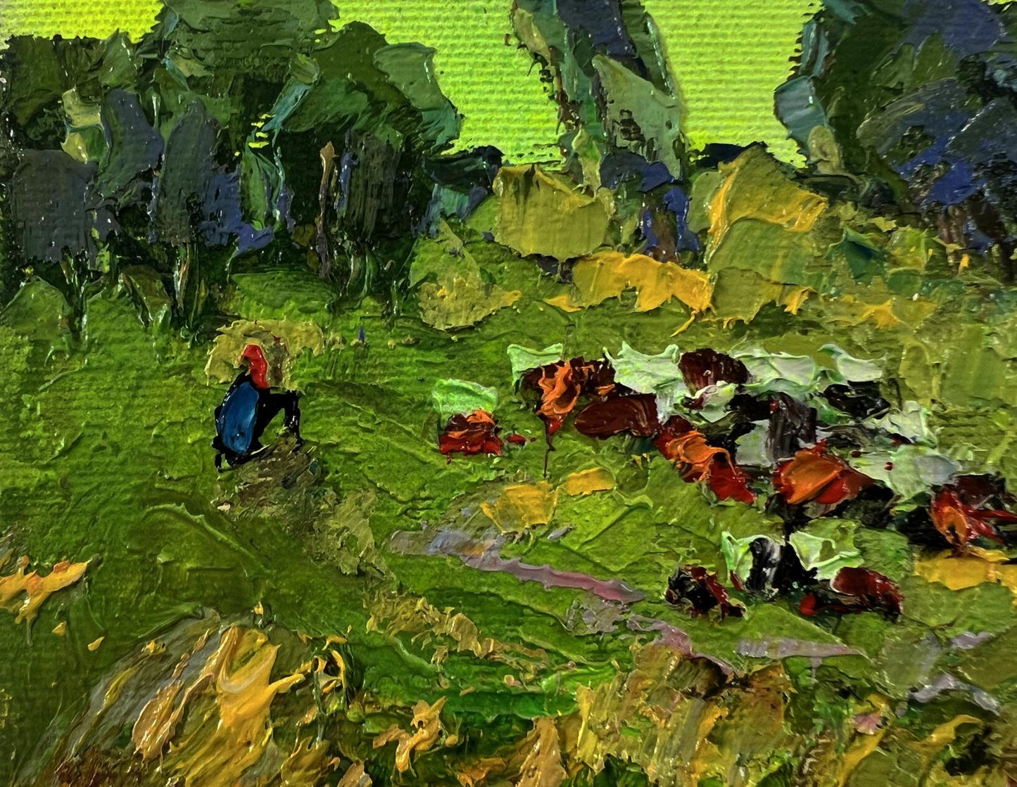 Vibrant impressionist oil painting Walk through the meadows by Oksana Ivanyuk