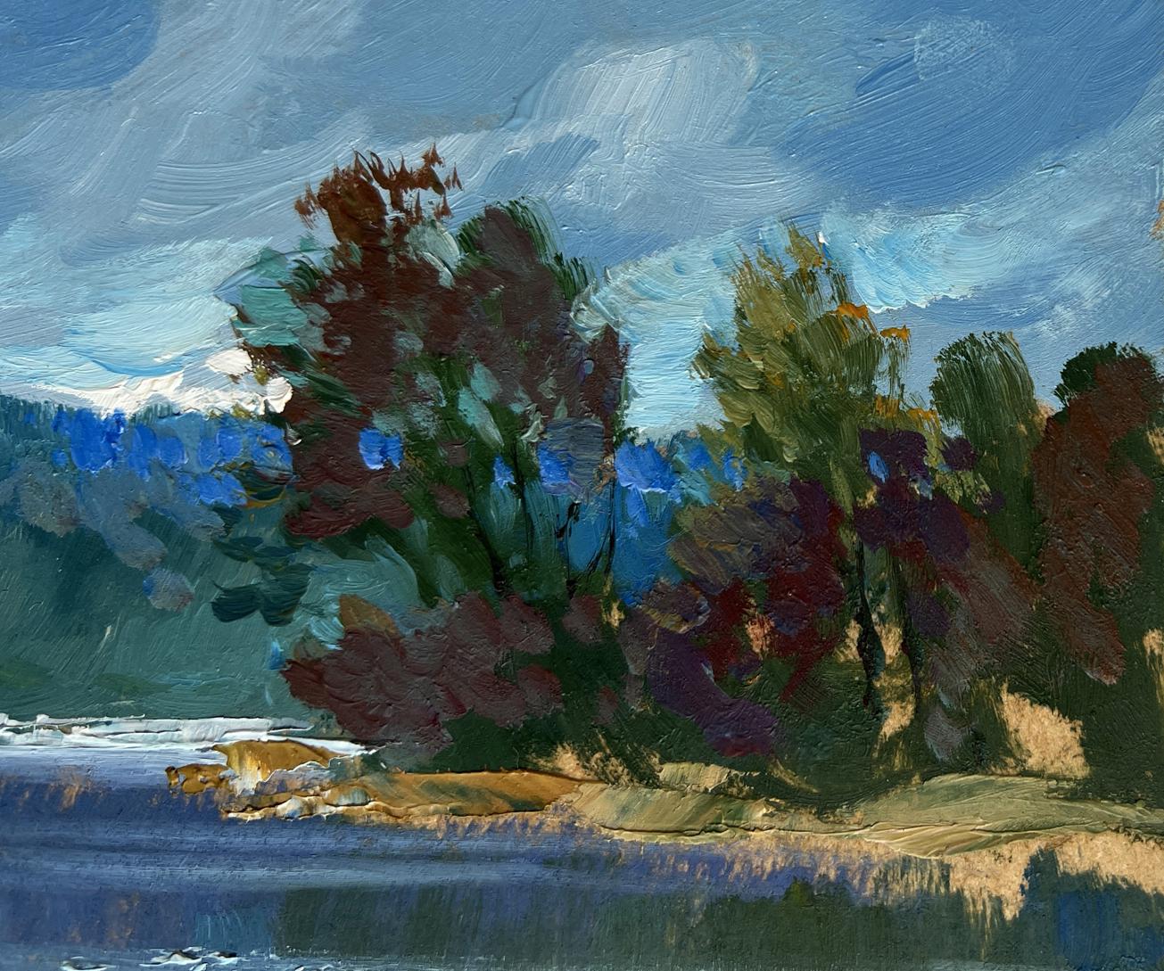 Oil painting By the Evening in Nature by Yuriy Suprunchuk, autumn trees
